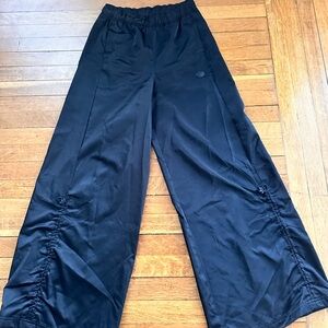 adidas Black Wide-Leg Track Pants with Drawstring Details